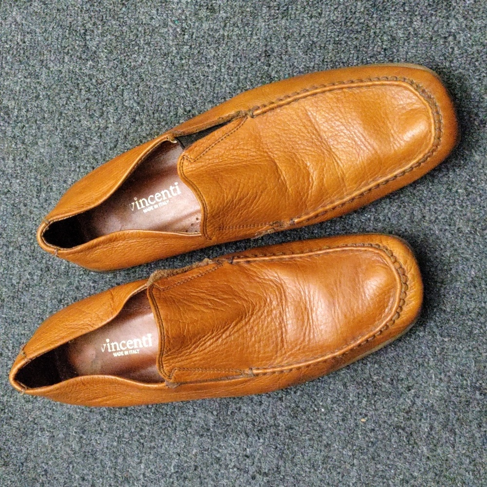 Vincenti Cognac Leather Men’s Slip On Loafers